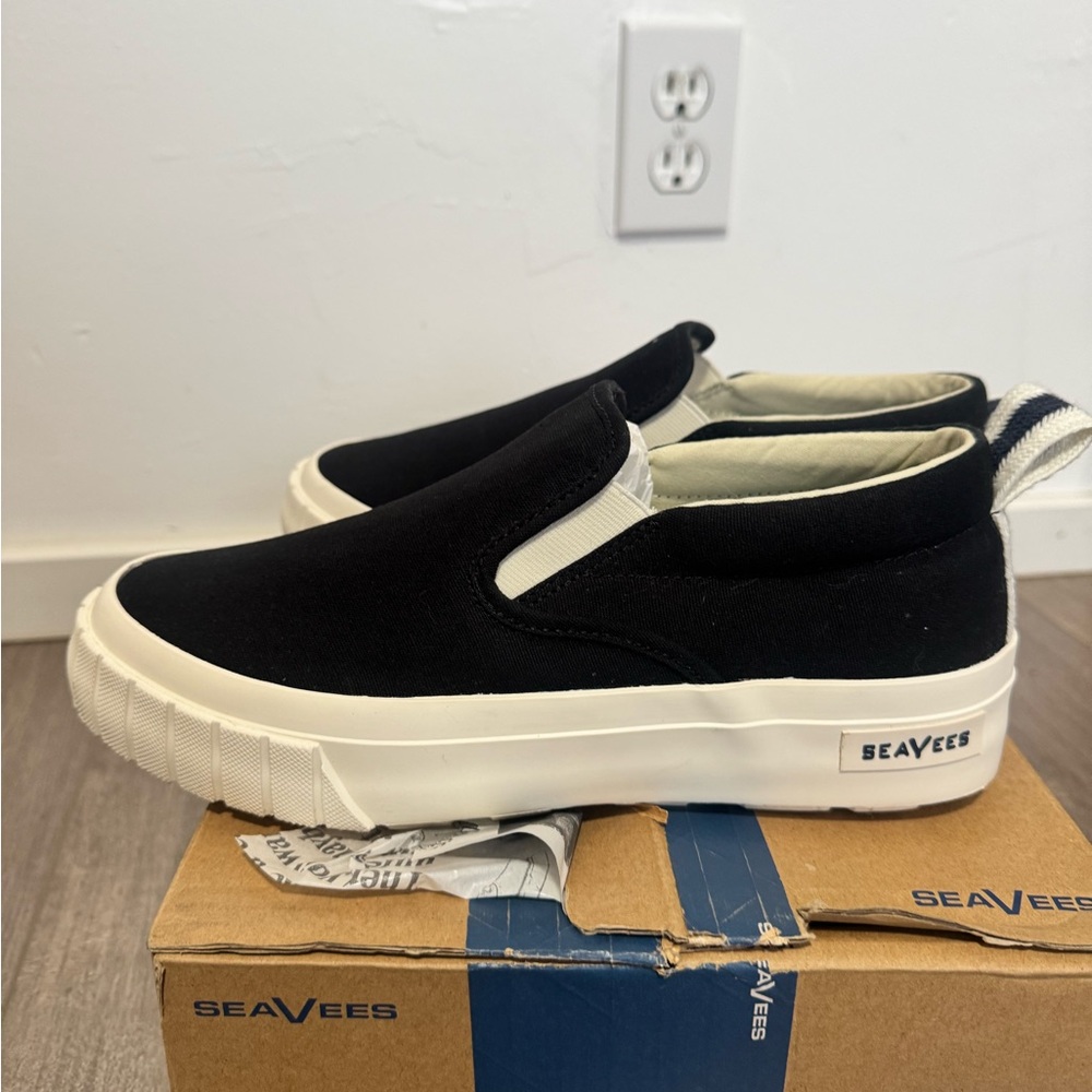 SeaVees Black and White Slip-On Shoes